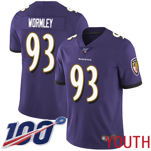 Baltimore Ravens Limited Purple Youth Chris Wormley Home Jersey NFL Football #93 100th Season Vapor Untouchable->women nfl jersey->Women Jersey
